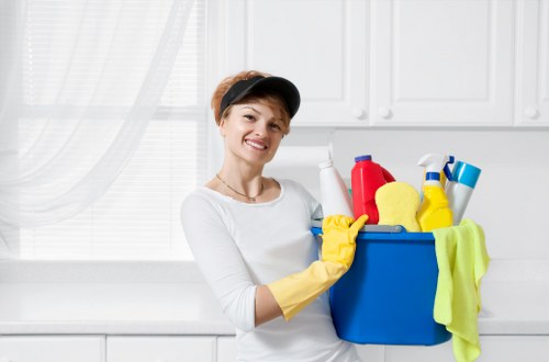 Applying baking soda during mattress cleaning