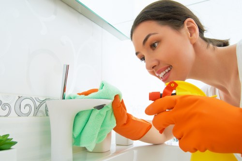 Cleaning stains from kitchen and bathroom hard surfaces